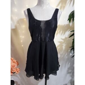 Soma Black Chiffon Lace Camisole Womens Size S Sleeveless Intimates Sleepwear